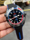 Seamaster Planet Ocean GMT Deep Black Ceramic 45.5mm VSF 1:1 Last Batch ZrO2 Ceramic Dial On Black Nylon Strap