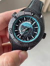 Seamaster Planet Ocean GMT Deep Black Ceramic 45.5mm VSF 1:1 Last Batch Black Blue Dial On Black Rubber Strap